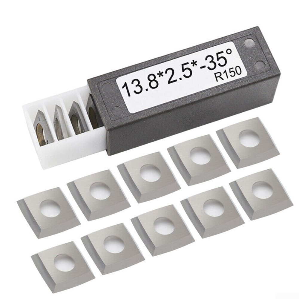 10 Stück 13,8 mm quadratische Hartmetalleinsätze für Holzdrehmaschine, 4-kantige Wendeschneider mit R150 Radius für Spiralhobelköpfe, Drehwerkzeuge für Hartholz und MDF, inklusive Schrauben u