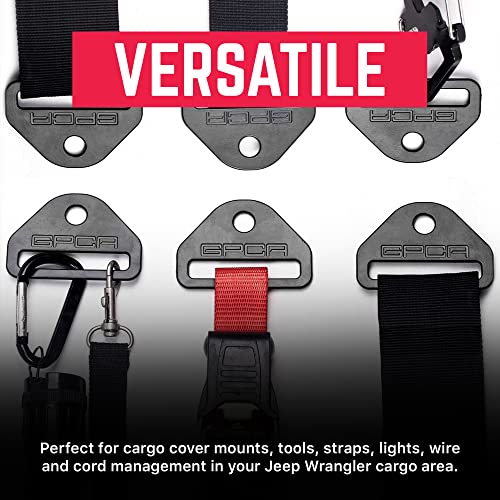 Image of GPCA Tie Down Metal D-Plates /D-Buckles 3mm, Jeep Wrangler JL /JT /JK /TJ | Easy-to-Install Truck Tie Downs, Compatible with Cargo Cover Mounts, Heavy-Duty Jeep Wrangler Accessories (6PC)