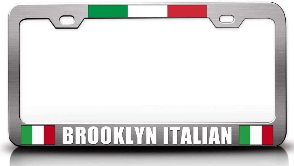 Brooklyn Italian Italian Flag Metal Car SUV Truck License Plate Frame Ch z76