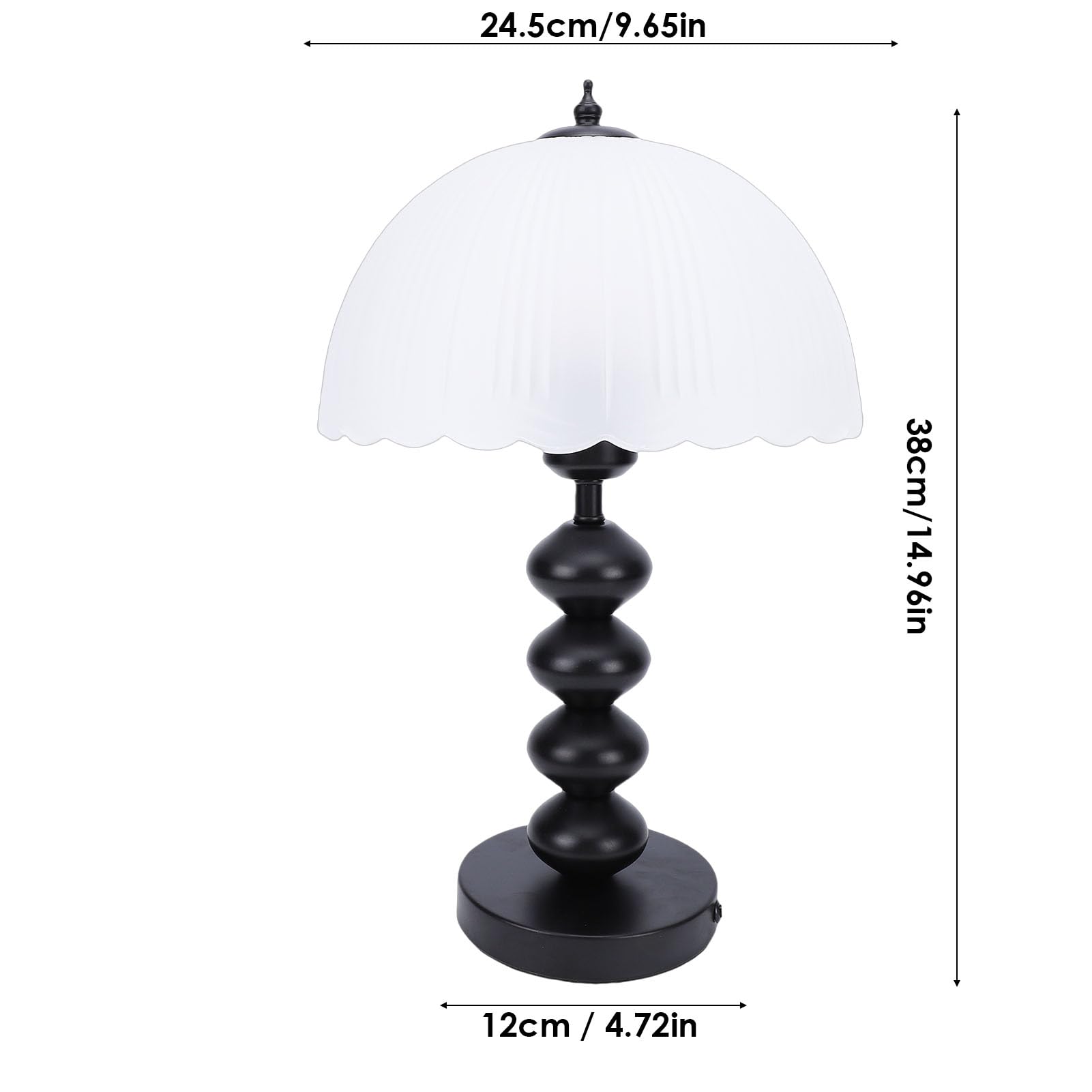 Lampada da Scrivania Vintage Lampada da Comodino Touch a LED Dimmerabile Stile retrò per Camera da Letto Soggiorno Ferro e Vetro Smerigliato 38x24,5x12 Cm (Spina europea)