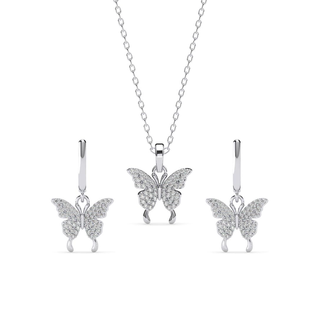 See full amazon price history chart for Clara 925 Sterling Silver Fia Butterfly Pendant Earrings Chain Necklace Jewellery Set | Platinum Plated, Swiss Zirconia | Gift for Women and Girls Clara 925 Sterling Silver Fia Butterfly Pendant Earrings Chain Necklace Jewellery Set | Platinum Plated, Swiss Zirconia | Gift for Women and Girls (B0D9CY7BTV) Amazon Price History, Amazon Price Tracker