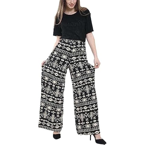 ZAFS Women's Summer Palazzo Pants with Elasticated Waist Cover