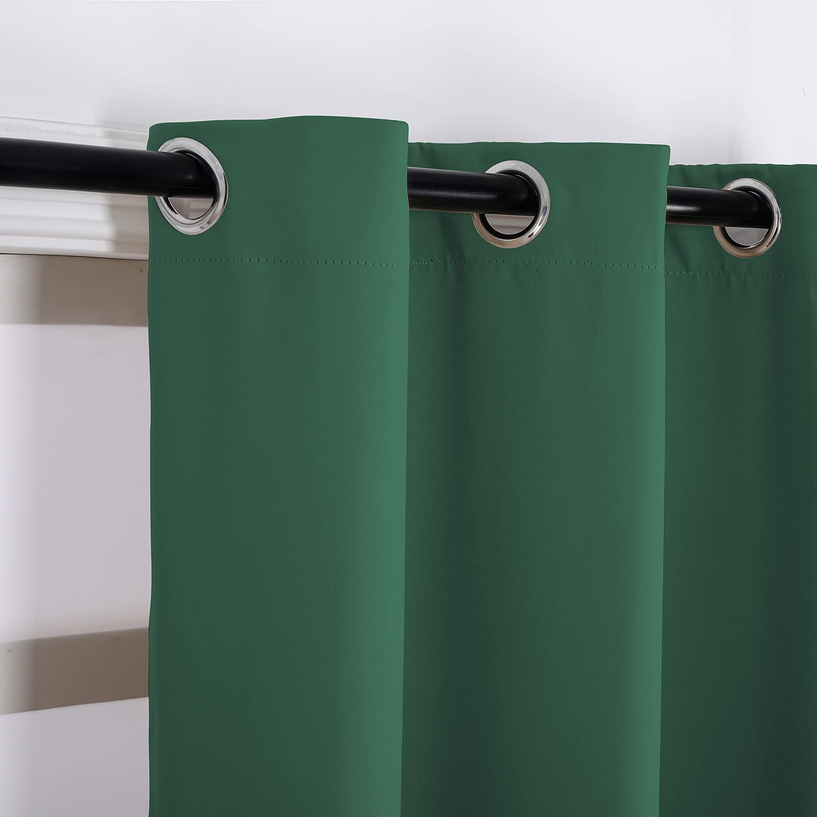 ele ELEOPTION Cortinas de Exterior Impermeables, Resistentes Viento, con Ojales Superior e Inferior, Cortina Opaca con Protección UV, para Balcón, Jardín, Patio, 4 Pieza/132 x 213 cm, Verde Oscuro