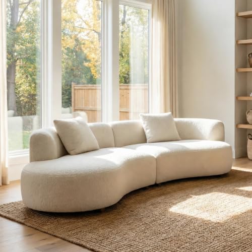 Image of Acanva Formia Boucle Curved Sectional Couch for Living Room