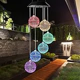 Idefair Solar Wind Chimes, Mobile Hanging LED Light Color Changing Wind Chime Birthday Gift for Mom Mother Laddies and Garden Patio Yard Decoration (Ball)