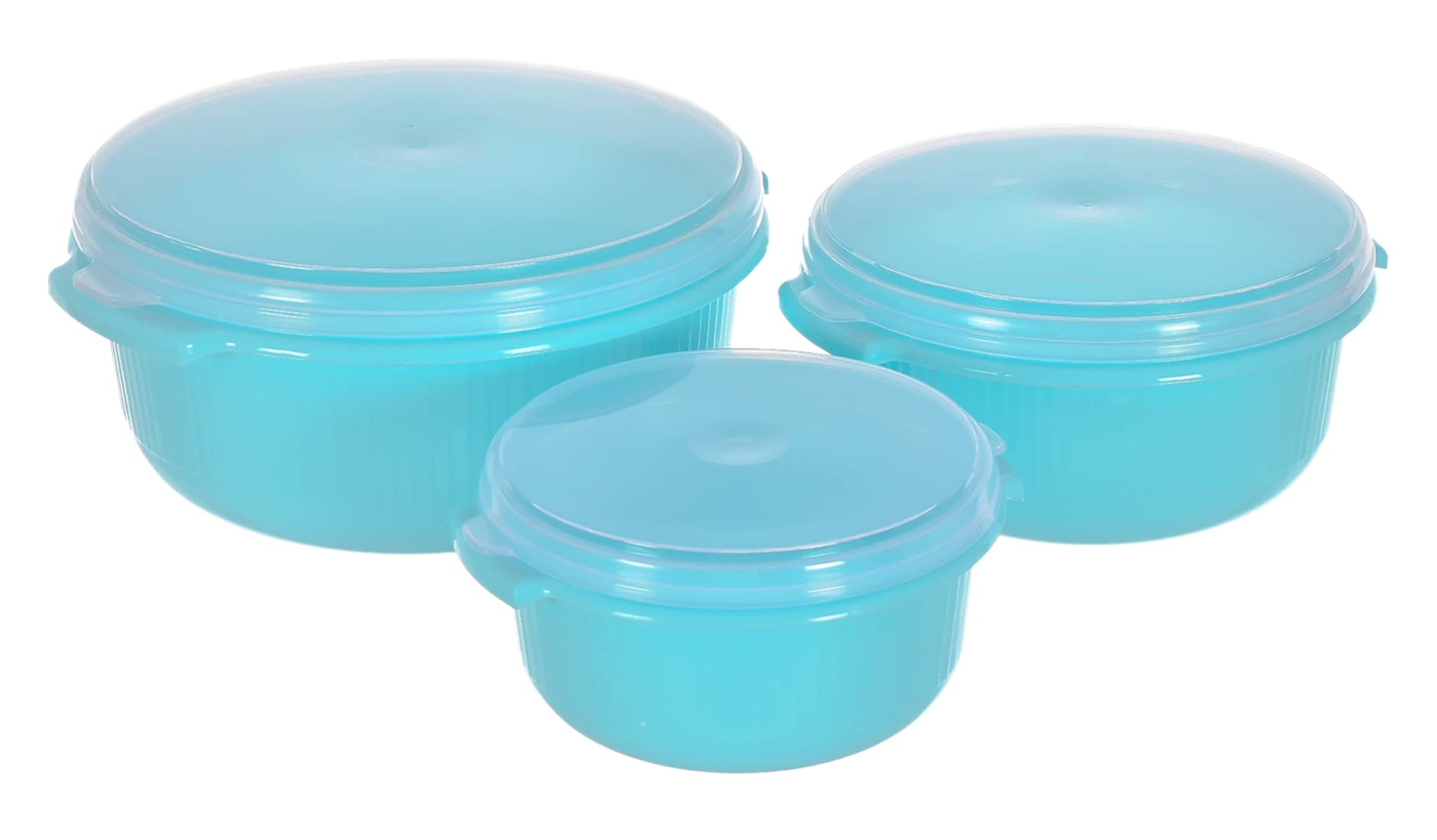 Kuber Industries 3 Piece Multiuses Plastic Serving/Mixing Bowls, Food Storage Containers Set With Lid, (3200ml, 1800ml, 1000ml) (Blue)-46KM0321 (B09MLKQ923) Amazon Price History, Amazon Price Tracker