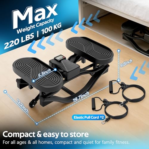 Rocking Stepper Side to Side, 3-in-1 Step Rocker Machine for Home Gym, Lateral Stepper with Resistance Bands, Low Impact Cardio Exercise Equipment for Glutes Thighs Core — view 6
