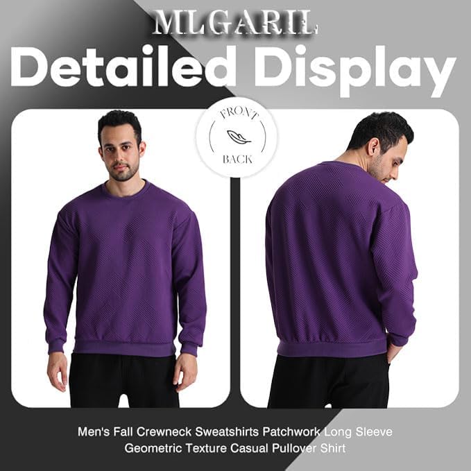 Men's Crewneck Sweatshirts Long Sleeve Pullover Crew Neck Sweatshirt Geometric Texture Casual Sweat Shirt - Image 6