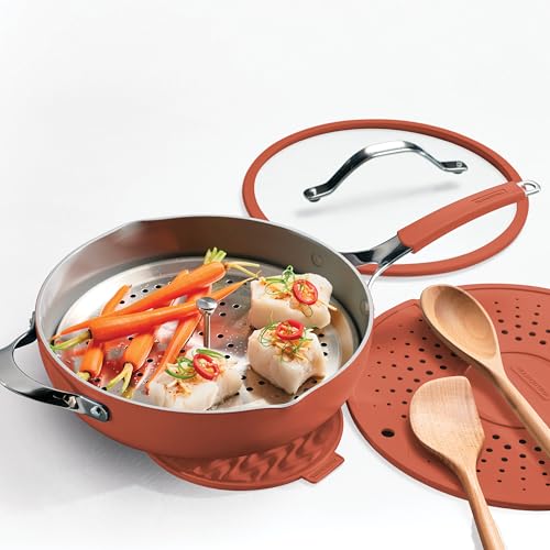 Image of Tramontina Vue All-in-One Plus Pan Set, 5-Qt Ceramic Non Stick Cooking Pan
