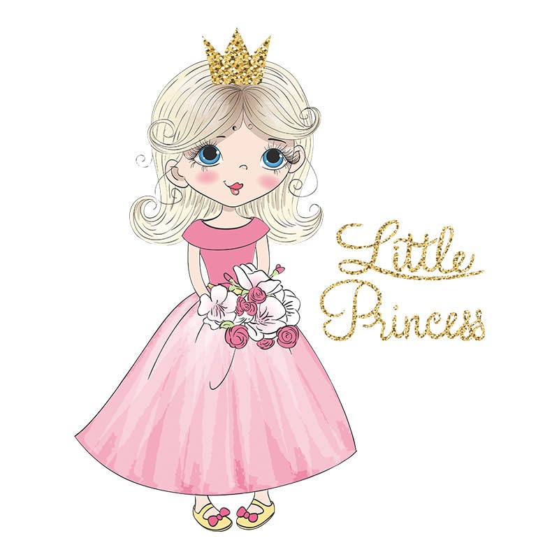 Image of Adorable Little Princess Holding Flowers Wall Stickers Wall Art Decal Nursery Bedroom Decorations Wall Decor Stickers Modern Wallpaper for Kids Boy Girl Rooms Nursery Bedroom Decorations
