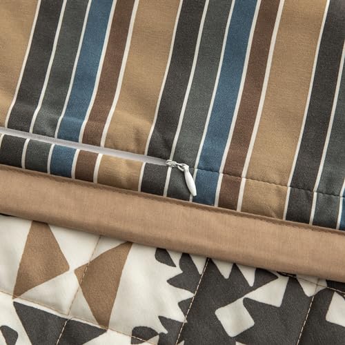Image of Paseo Road Indigo Hill by HiEnd Accents Mosaic 3 Piece King Quilt Set