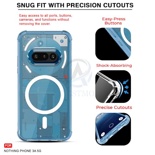 Image of AESTMO Clear Back Cover for Nothing Phone 3A 5G | 360 Protection | Transparent Back Cover for Nothing Phone 3A 5G (PC + TPU, Compatible with MagSafe Accessories, Transparent Bumper)