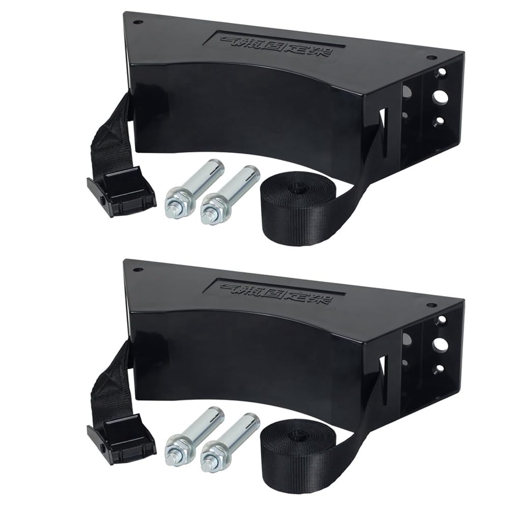 muqeu 2PCS Propane Tank Mount Gas Cylinder Holder with Screws and Safety Chain Supported 4-12Inch (Black)