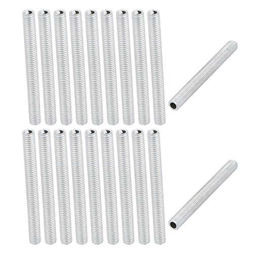 Aexit 20Pcs M6 Lighting fixtures and controls 1mm Pitch Threaded Zinc Plated Pipe Nipple Lamp Parts 60mm Long