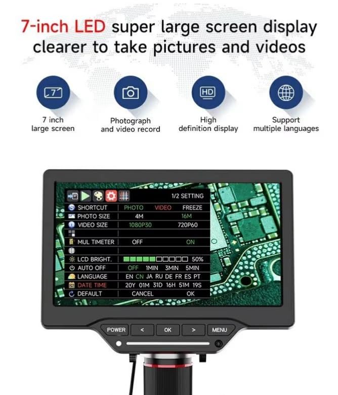 7-calowy 5X-528X laboratoryjny mikroskop elektroniczny IndustryLevel HD cyfrowy pomiar wideo narzędzie do naprawy mikroskopu