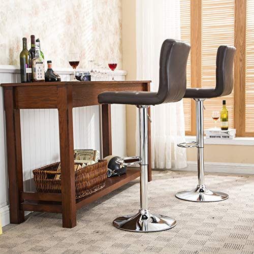 Butacos giratorios elegantes de cuero PU modernos ajustables hidráulicos Roundhill Furniture, color marrón, juego de 2 miniatura 7