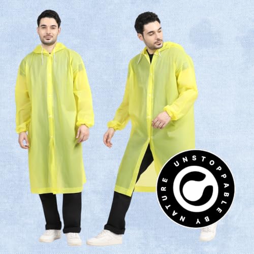 Image of Citizen Eco-Friendly EVA Poncho Raincoat for Men & Women, Lightweight Waterproof Coat with Hood, Adjustable Drawstring, Button Closure & Easy Carry Pouch, Reusable & Durable Outdoor Rainwear