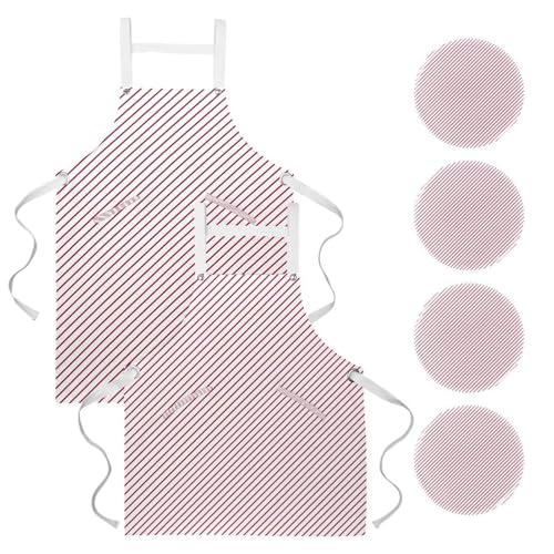 Lot de 2 tabliers de cuisine à rayures rouges réglables pour maison
