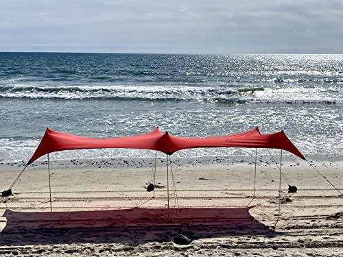 Image of Neso Party Tent - Lightweight and Portable Canopy Tent - Easy Setup for Family Outings On and Off The Beach - Patented Reinforced Corners - UPF 50+ Sun Protection - 8ft Tall, 11 x 22ft - Lehua Red