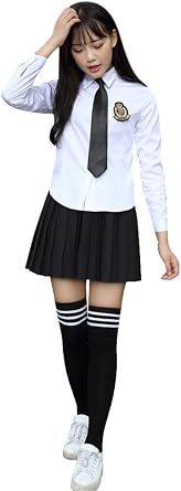 Beautifulfashionlife womens Top and Plaid Skirt costumes Fancy Dress uniform Set