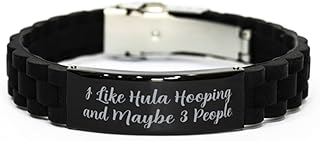 Sarcasm Hula Hooping Black Glidelock Clasp Bracelet, I Like Hula Hooping, Cool Gifts for Men Women from Friends, Birthday Gifts, Black bracelet, Black jewelry, Black gift, Bracelet clasp, Gift for