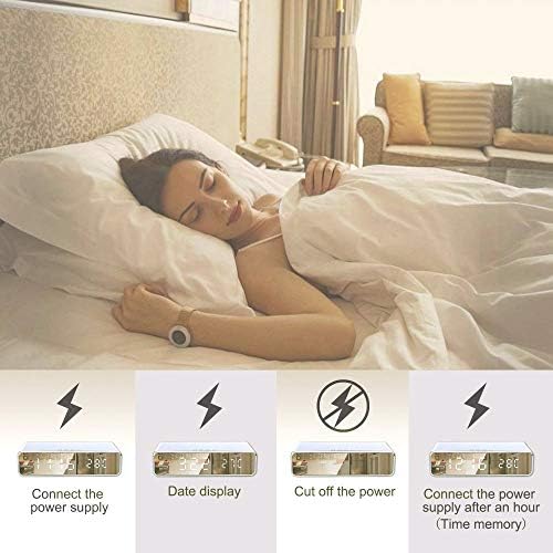 You's Auto Wireless Charging Alarm Clock Electric Led Digital Alarm Clock with Desktop Thermometer HD Mirror and Time Memory
