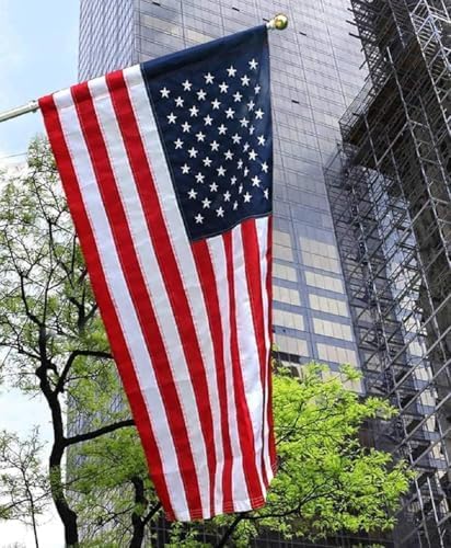 Bandera de Estados Unidos bordada con estrellas bordadas de 2.5 x 4 pies, resistente, duradera, para exteriores (sin ojales)