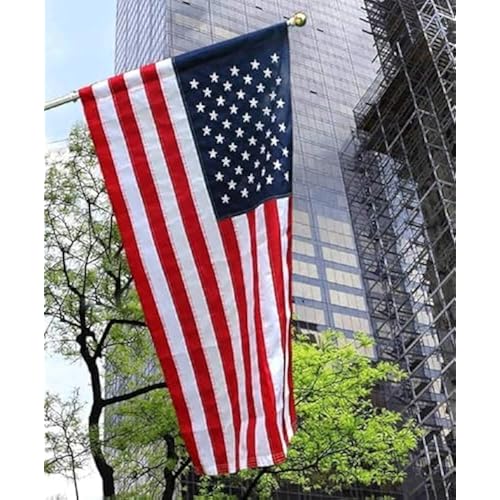 American Flag Pole Sleeve Banner Style 3x5 Ft USA US Flag Embroidered Stars Heavy Duty Durable For Outdoor Outside((No Grommets))