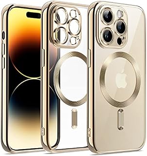 JETech Electroplated Case for iPhone 14 Pro Max 6.7-Inch, Camera Lens Full Protection, Compatible with MagSafe Wireless Charging, Shockproof Soft TPU Phone Cover (Black)