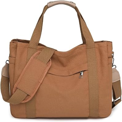 Canvas Crossbody Tote Bag for Women Laptop Work Handbag Shoulder Messenger Bag Travel Cute Aesthetic Tote Bag Purse