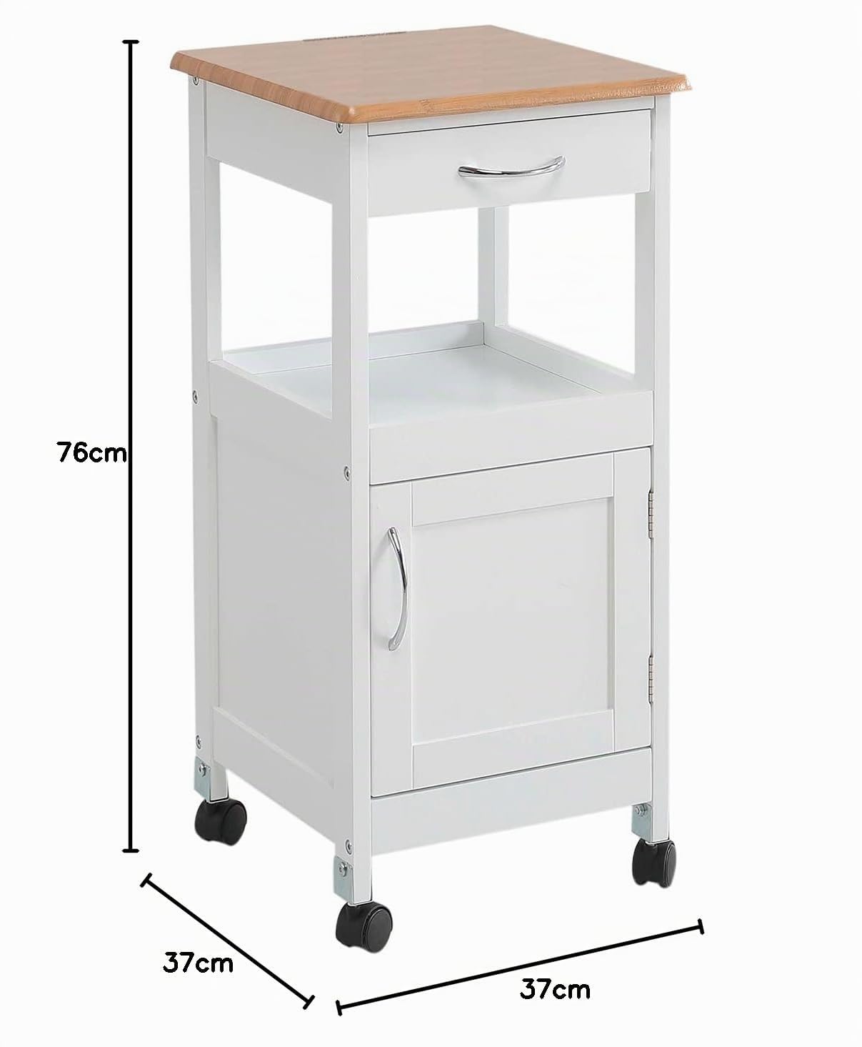 Kit Closet 7040028004 - Carrello da Cucina 1 Anta + cassetto, Legno/Bianco, 37 x 37 x 76