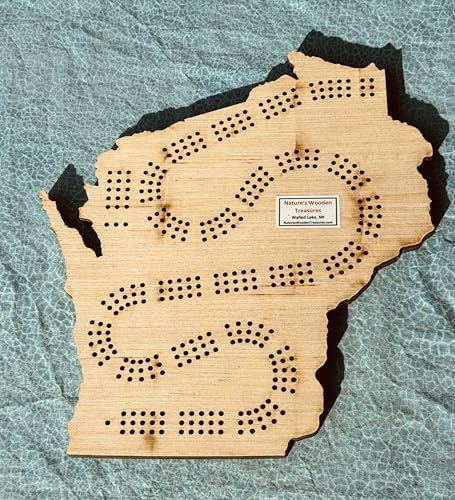Wisconsin Cribbage Board Set, tablero de madera 3 pistas miniatura 4