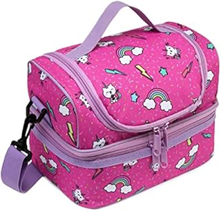 Lunch Bag for Kids,ChaseChic Insulated Lunch Boxes Bag Lightweight Water-Resistant Cooler Bag for Boys Girls in Dual Compartment Leak-Proof Lunch Organizer (Pink Cat)