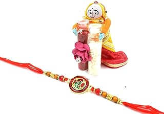 Raksha Bandhan Rakhi for Brother with Greeting Card | Combo Pack Ganesha Design with Roli Chawal (Rakhi-8106-Roli Chawal-06)