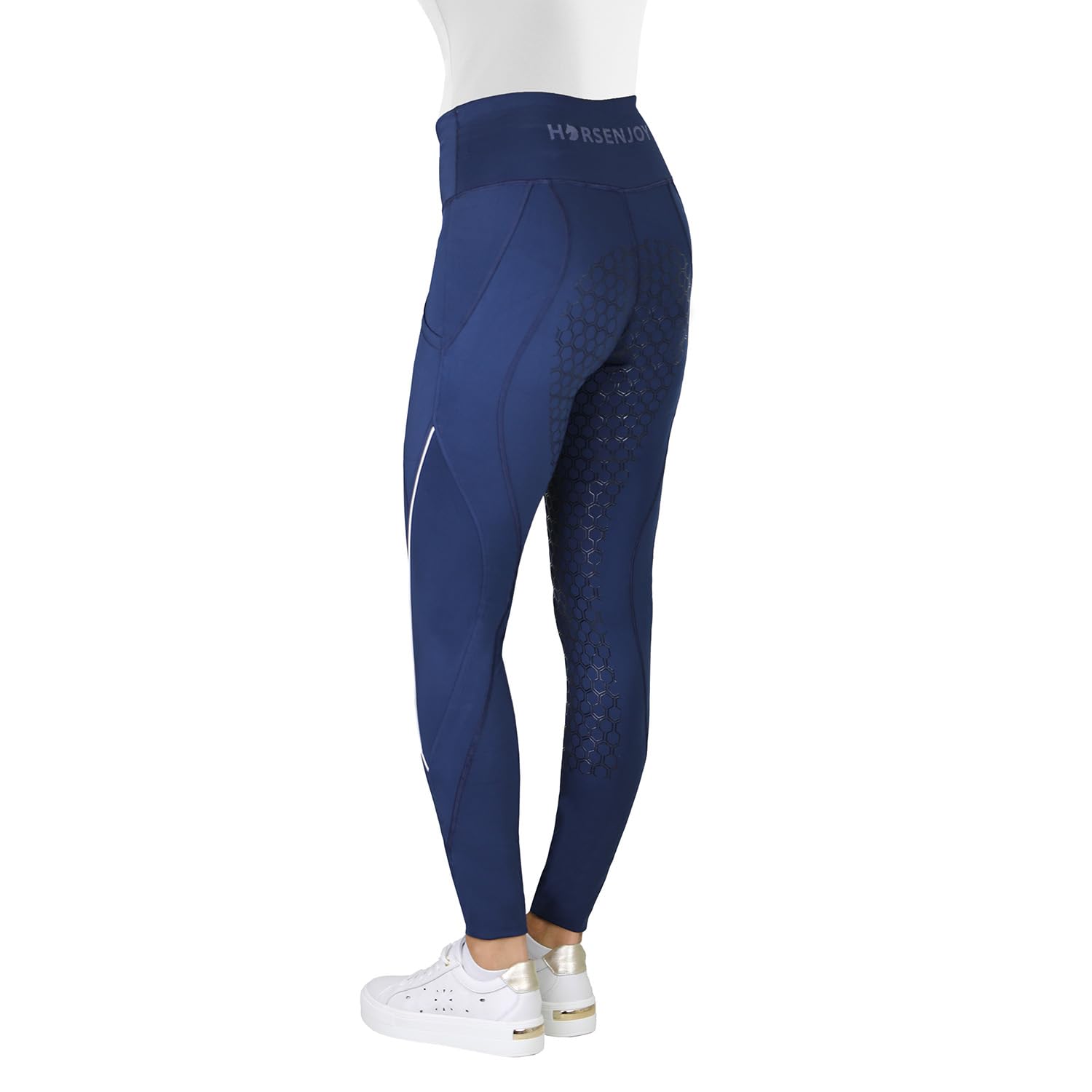 Adria Kinder Mädchen Reitleggings Silikon Vollbesatz Reithose mit Handytasche