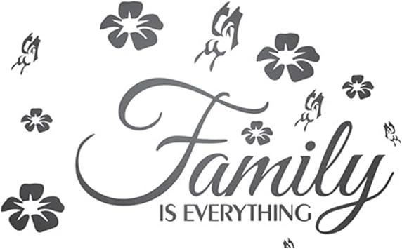 INCAUCA Family is Everything Wall Decor, 3D Acrylic Mirror Wall Decal Stickers Family Letter Quotes, Sayings Decor Large, Inspirational Art Stickers Lettering Black
