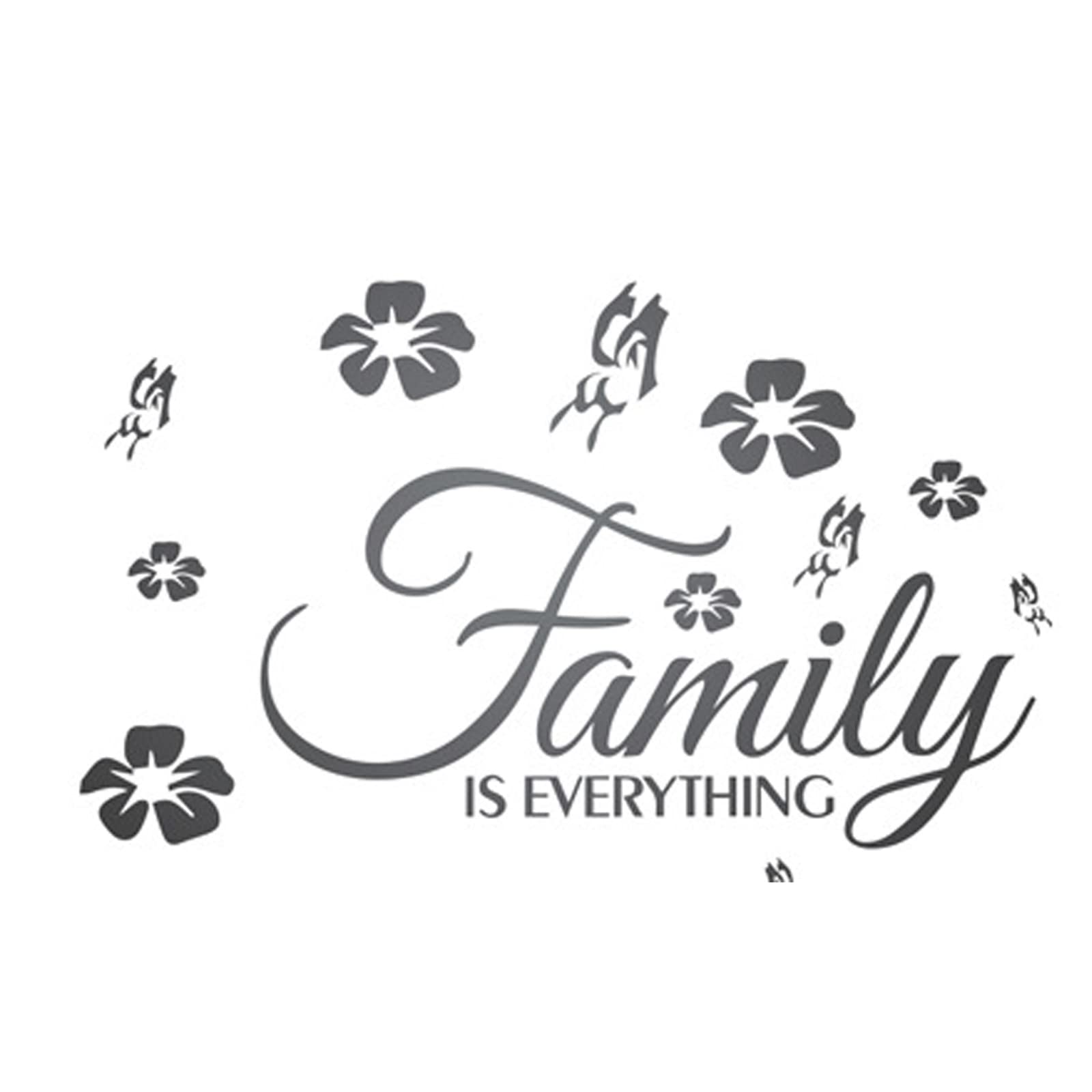 Family is Everything Wall Decor, 3D Acrylic Mirror Wall Decal Stickers Family Letter Quotes, Family Sayings Wall Decor Large, Inspirational Wall Art Stickers Lettering (Black)
