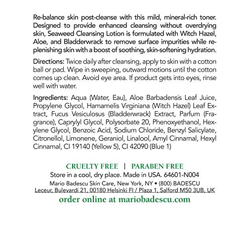 Mario Badescu Seaweed Cleasing Lotion For Combination, Dry And Sensitive Skin |Facial Toner That Clarifies And Replenishes |Formulated With Witch Hazel & Bladderwrack Extract| 8 Fl Oz #TOP30
