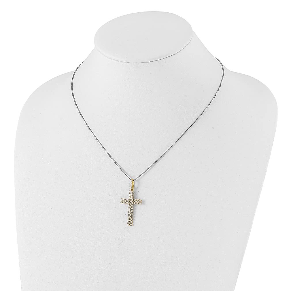 ICE CARATS Srebro wysokiej próby 925 złoty odcień cyrkonia sześcienna krzyż religijny łańcuszek naszyjnik krzyż elegancka biżuteria prezent dla kobiet serce