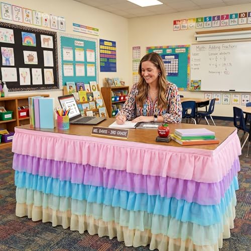 Tioncy 6 Ft X 30 in Pastel Ruffled Teacher Desk Skirt by Tioncy - Used condition - Image 6