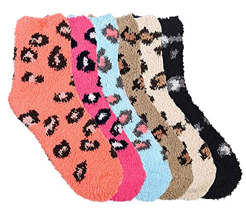 Image of Stanzino 6 PAIRS WOMEN COZY FUZZY NON SKID STRIPES SUPER SOFT WINTER SLIPPER SOCKS 9-11