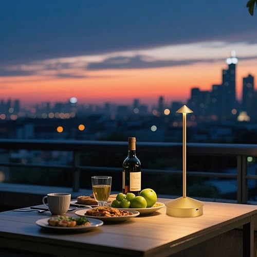 Miniatura 3 de Juego de 2 lámparas de mesa modernas inalámbricas, lámparas LED de escritorio portátiles, 6000 mAh, iluminación recargable a batería para