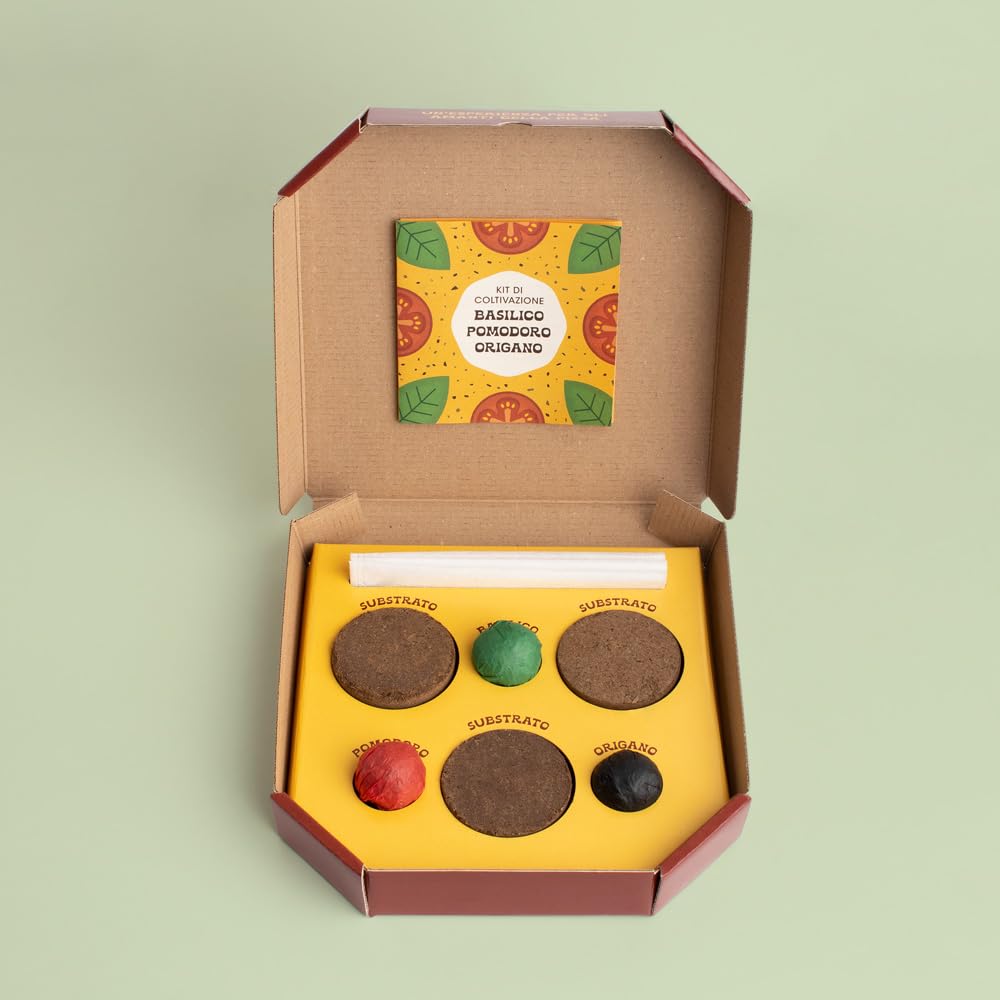 Kit Pizza Lovers | Coltiva Basilico, Pomodoro e Origano a Casa | Regalo Gourmet Original per Amanti della Cucina | Resetea