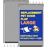 2 Pack Large Dog Door Replacement Flaps with Screws, Compatible with Petsafe Freedom Doggie Doors, PAC11-11039 10 1/8" X 16 7/8" Magnetic Closure, Weather Resistant Flexible (Smoky Translucent)