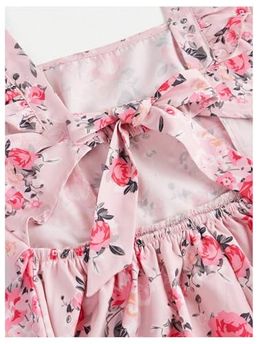 GORGLITTER Girl's Cute Floral Princess Dress Bow Tie Open Back Flounce Sleeve Ruffle Dresses4
