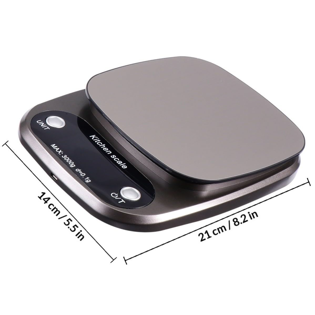 Operitacx Digitale Küchenwaage Wiederaufladbare Portable Waage aus Edelstahl 3 Kg/0,1g Präzise Lcd Anzeige für Küche und Schmuckgebrauch