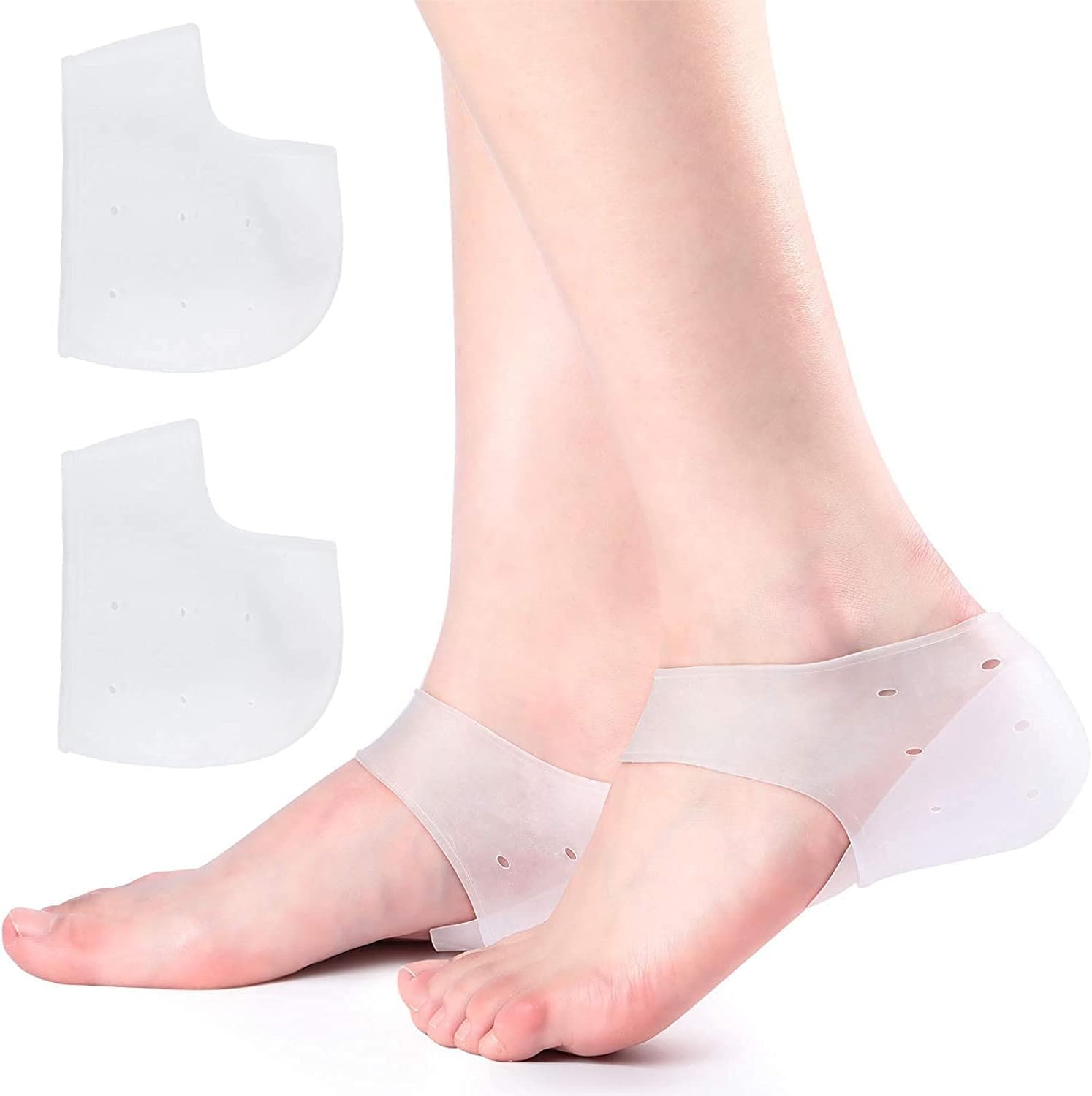 Clopic - Moisturizing Silicon gel heel pad Socks 1 Pair, Heel Protector Insole Cups 1 Pair, Pack of - 2 (1 Silicone + 1 Insole)