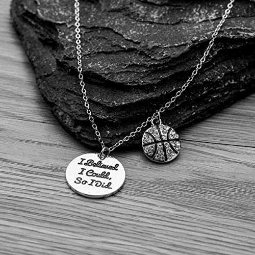 Sportybella Basketball Necklace, Basketball I Believed I Could So I Did Jewelry, Basketball Gifts, Basketball Charm Necklace, For Female Basketball Players #TOP1