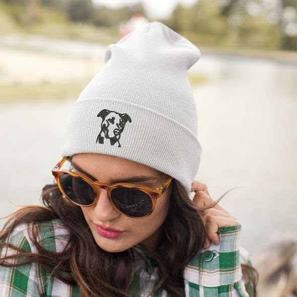 Pitbull Beanie Hat for Men, Funny Dog Embroidered Hat, Pitbull Gifts - Image 3