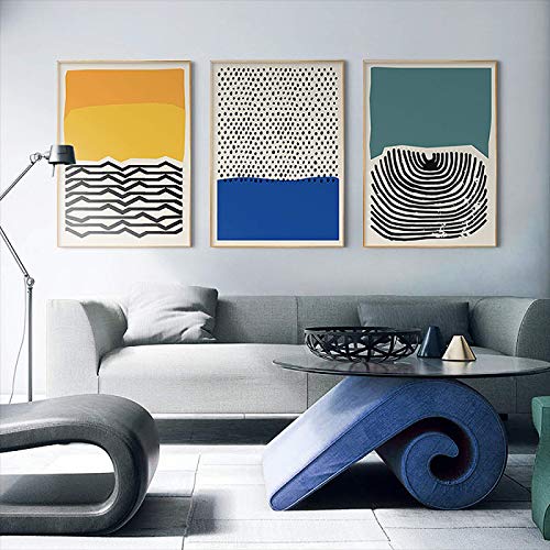 Affiches bleues abstraites giclée pour sublimer votre décoration de salon moderne 3 pièces